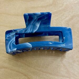 Blue & White Marbled Hair Claw Clip 3.25"
